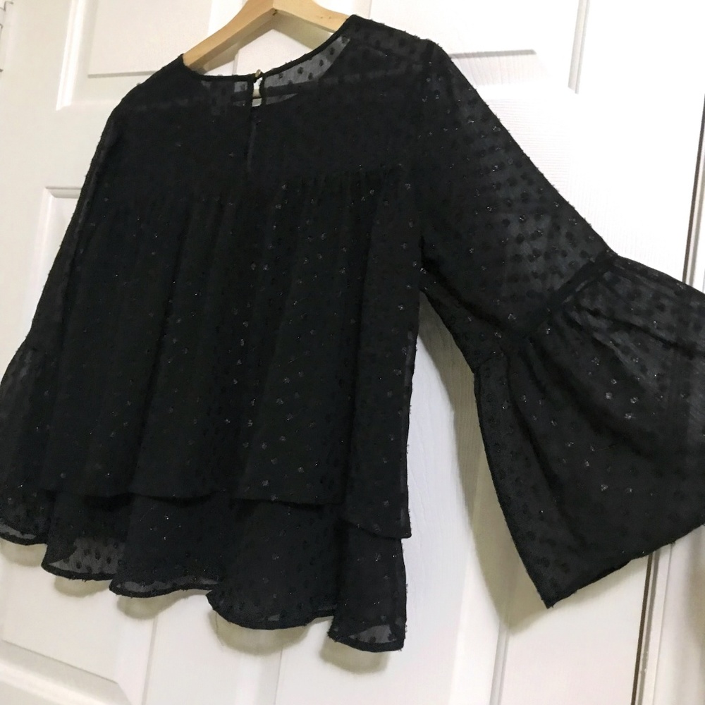 A New Day Polka Dots Bell Sleeve Top Blouse
